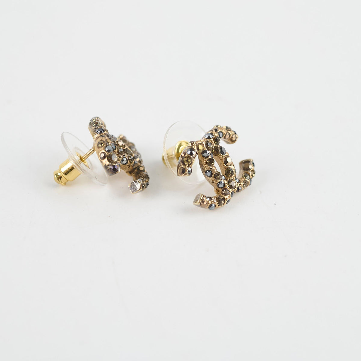 Chanel CC Crystal Gold Earrings Costume Jewellry - photo 2