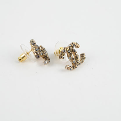 Chanel CC Crystal Gold Earrings Costume Jewellry - photo 2