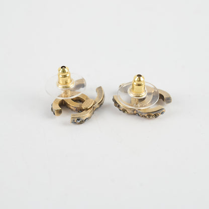 Chanel CC Crystal Gold Earrings Costume Jewellry - photo 3