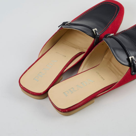 Prada Mules Navy Blue/Red Size 39 - photo 2