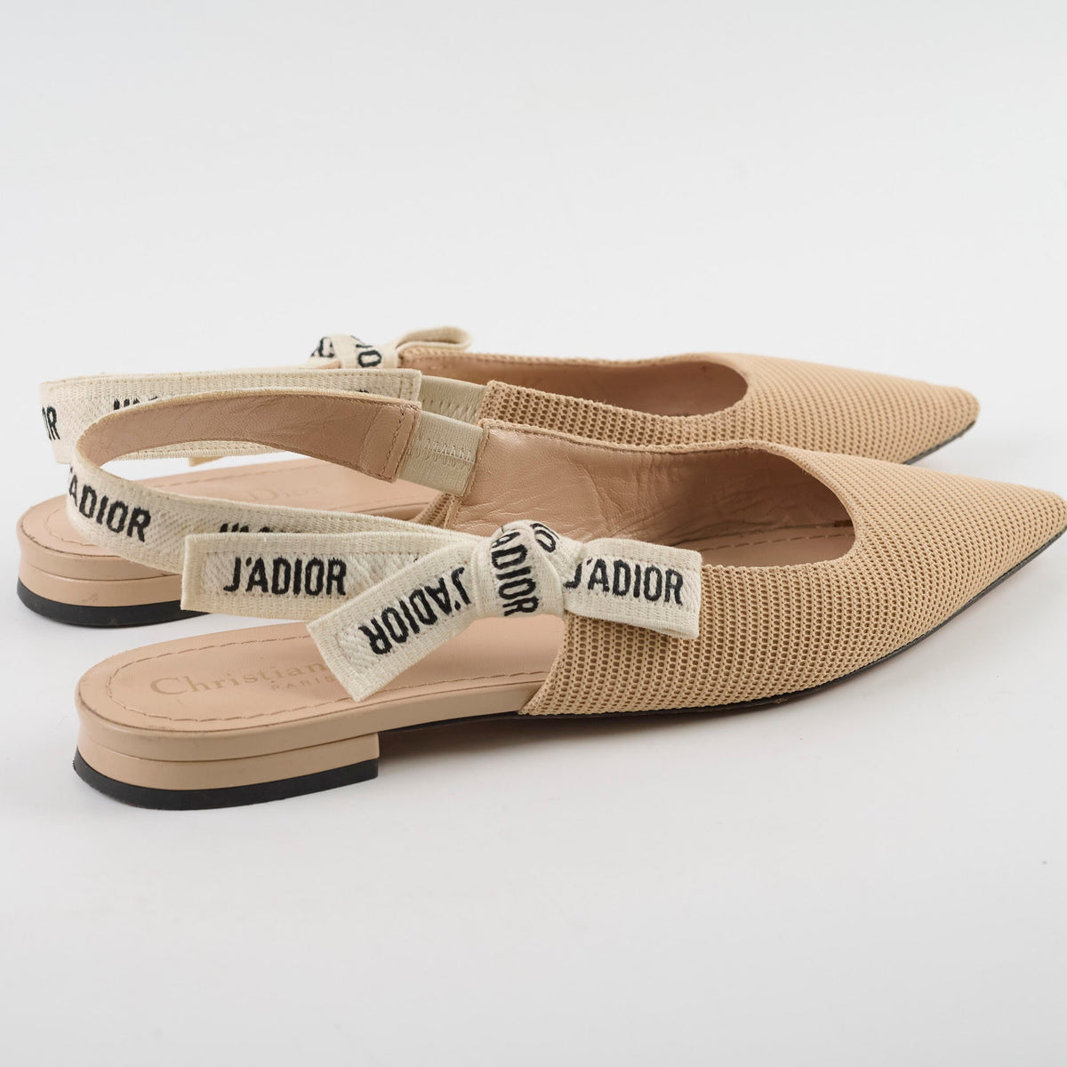 Dior J'Adior Beige Slingback Flats - Size 37 - photo 3