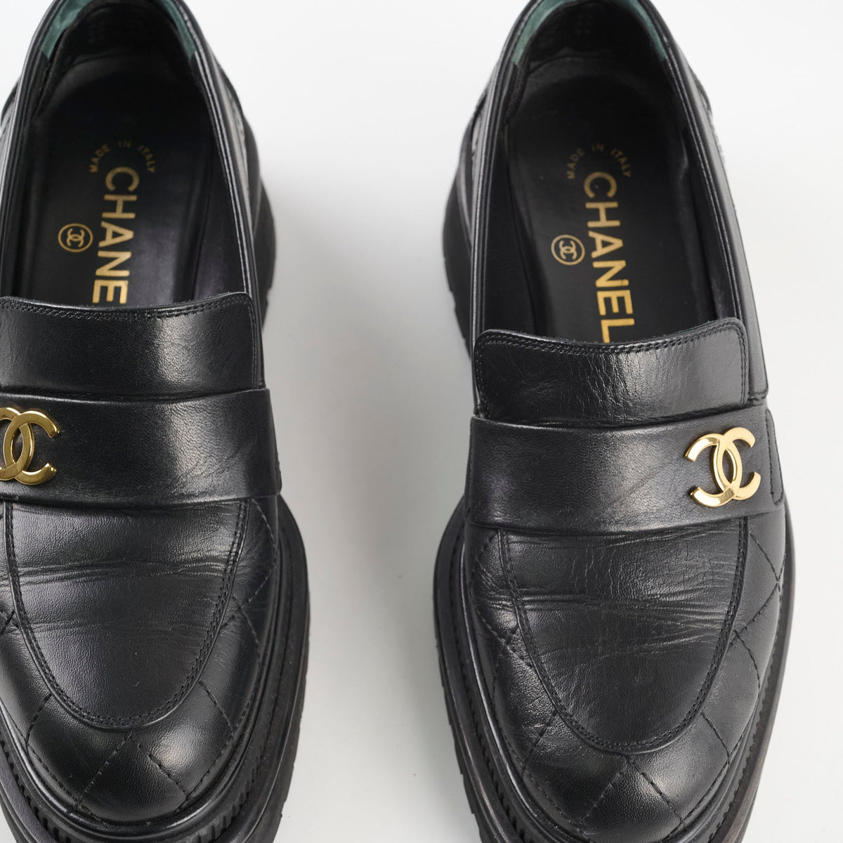 Chanel Platform Loafers Lambskin Black - Size 37C - photo 10