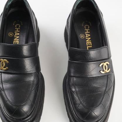 Chanel Platform Loafers Lambskin Black - Size 37C - photo 10