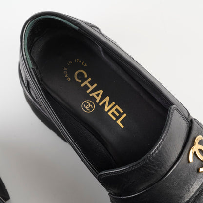 Chanel Platform Loafers Lambskin Black - Size 37C - photo 9