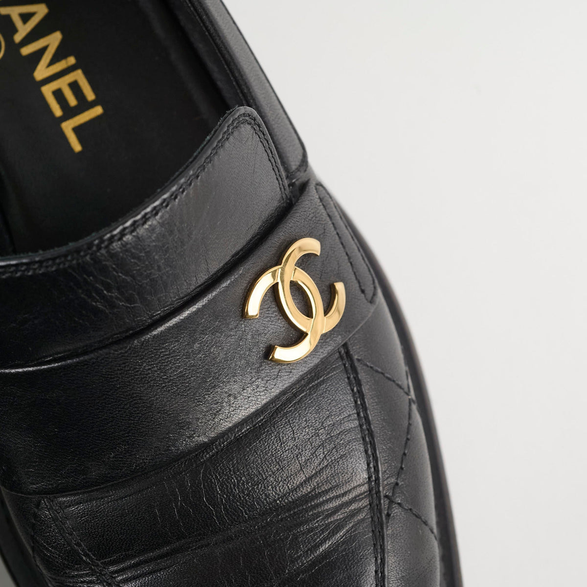 Chanel Platform Loafers Lambskin Black - Size 37C - photo 8