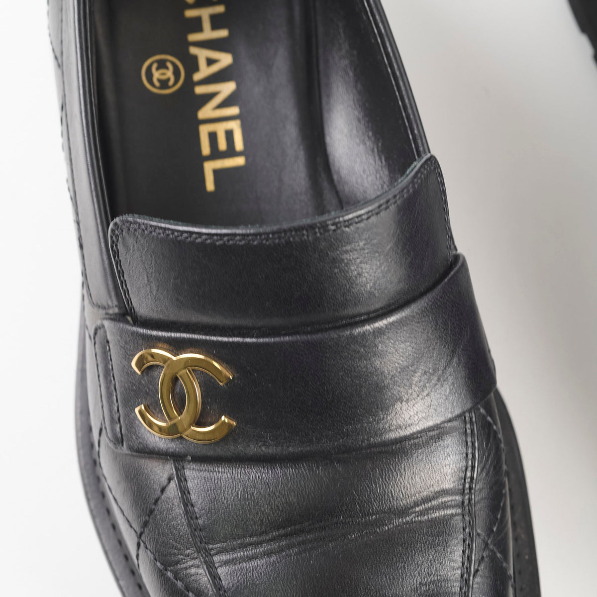 Chanel Platform Loafers Lambskin Black - Size 37C - photo 7