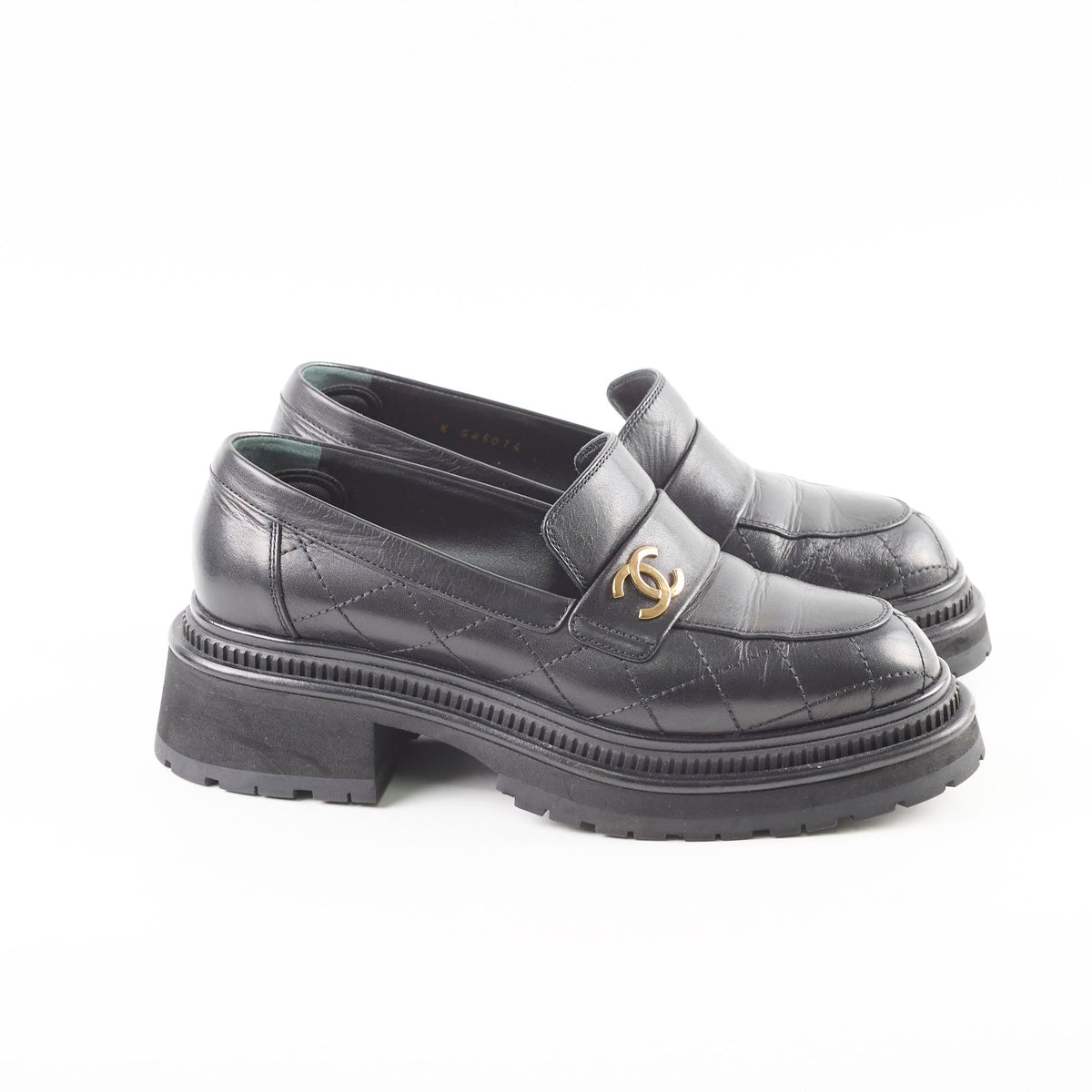 Chanel Platform Loafers Lambskin Black - Size 37C - photo 2
