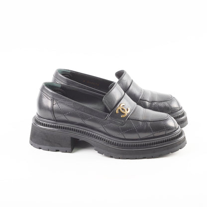 Chanel Platform Loafers Lambskin Black - Size 37C - photo 2