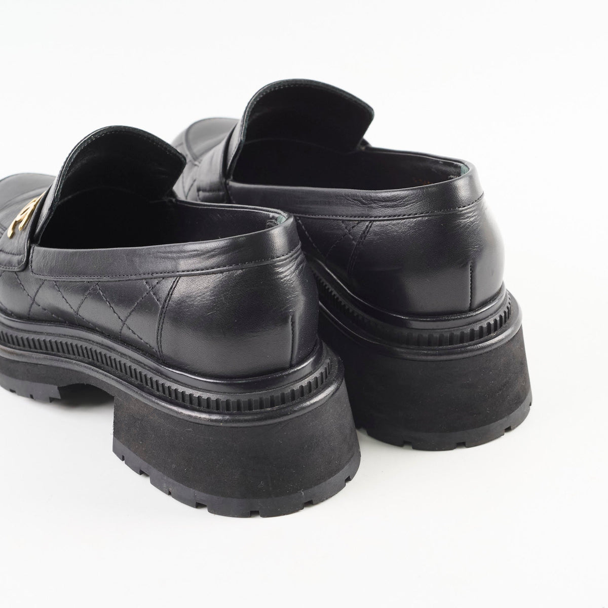 Chanel Platform Loafers Lambskin Black - Size 37C - photo 11