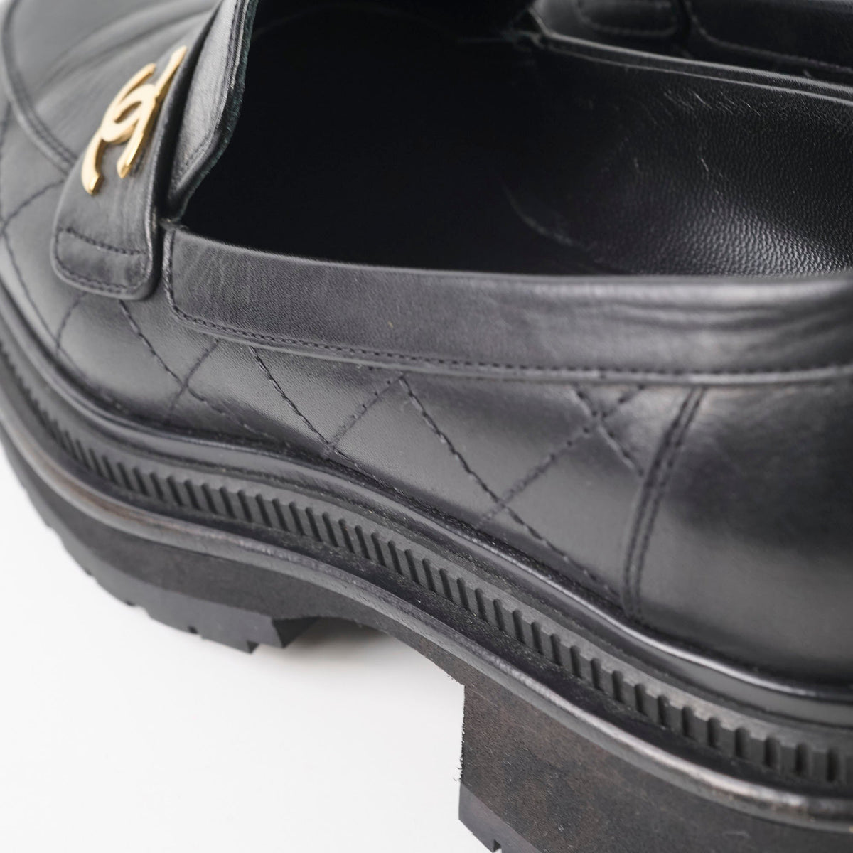 Chanel Platform Loafers Lambskin Black - Size 37C - photo 6