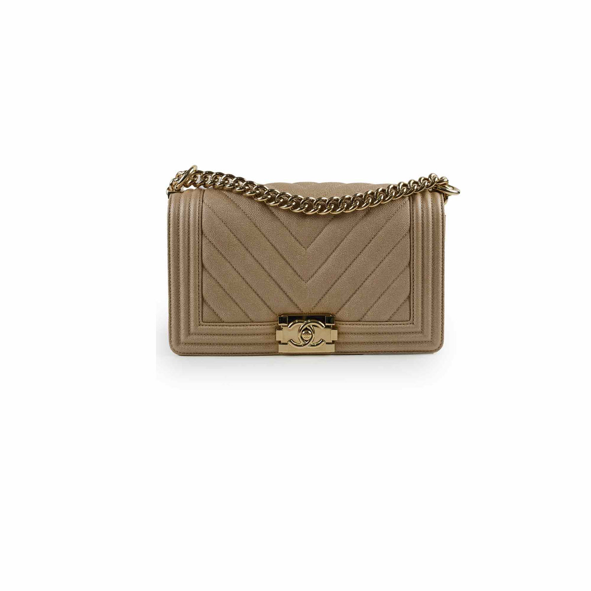 Chanel Medium Boy Caviar Champagne Gold - photo 1