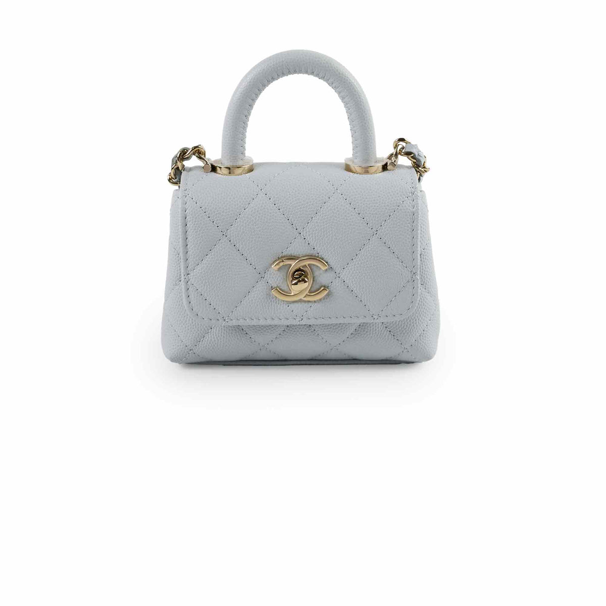 Chanel Coco Handle Nano Caviar Light Blue (Microchipped) - photo 1