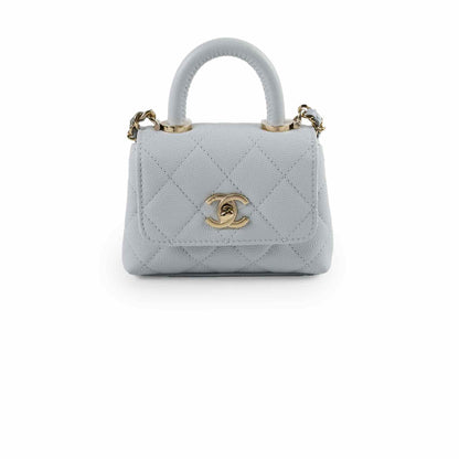Chanel Coco Handle Nano Caviar Light Blue (Microchipped) - photo 1
