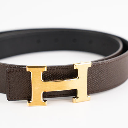 Hermes 32mm Reversible Belt Swift/Epsom - Noir/Chocolat (80cm) - photo 6