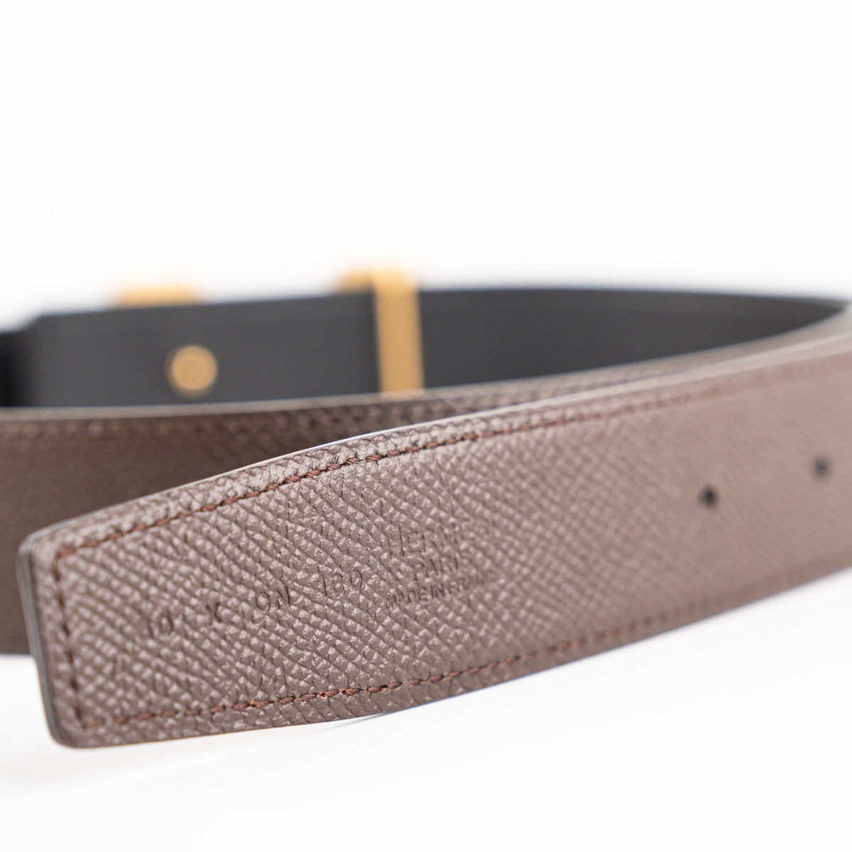 Hermes 32mm Reversible Belt Swift/Epsom - Noir/Chocolat (80cm) - photo 3