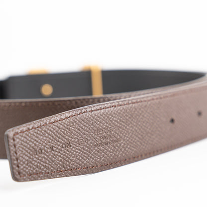 Hermes 32mm Reversible Belt Swift/Epsom - Noir/Chocolat (80cm) - photo 3