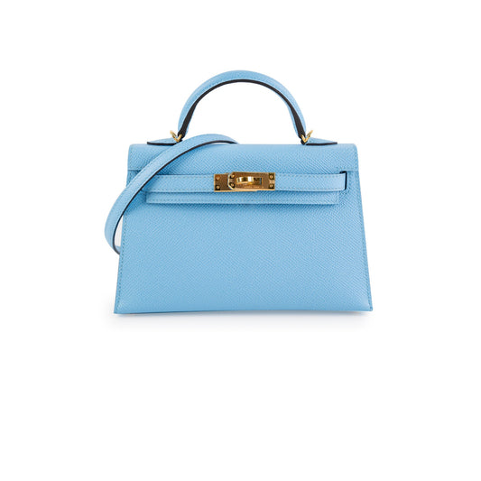 Hermes Mini Kelly 2 Epsom Blue Celeste U Stamp (2022) - photo 1