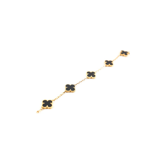 Van Cleef And Arpels Vintage Alhambra 5 Motifs Bracelet Onyx - photo 1