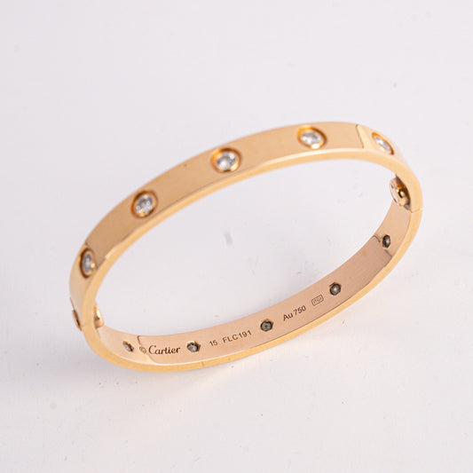 Cartier Love Pink Gold 10 Diamond Size 15 Bracelet - photo 2