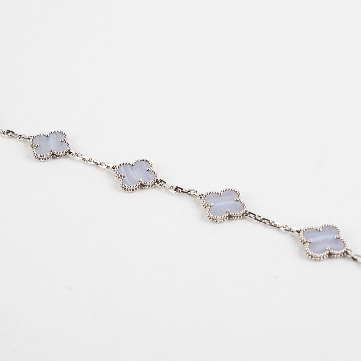 Van Cleef and Arpels 5 Motif Chalcedony White Gold Bracelet - photo 6