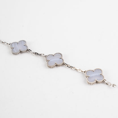 Van Cleef and Arpels 5 Motif Chalcedony White Gold Bracelet - photo 5