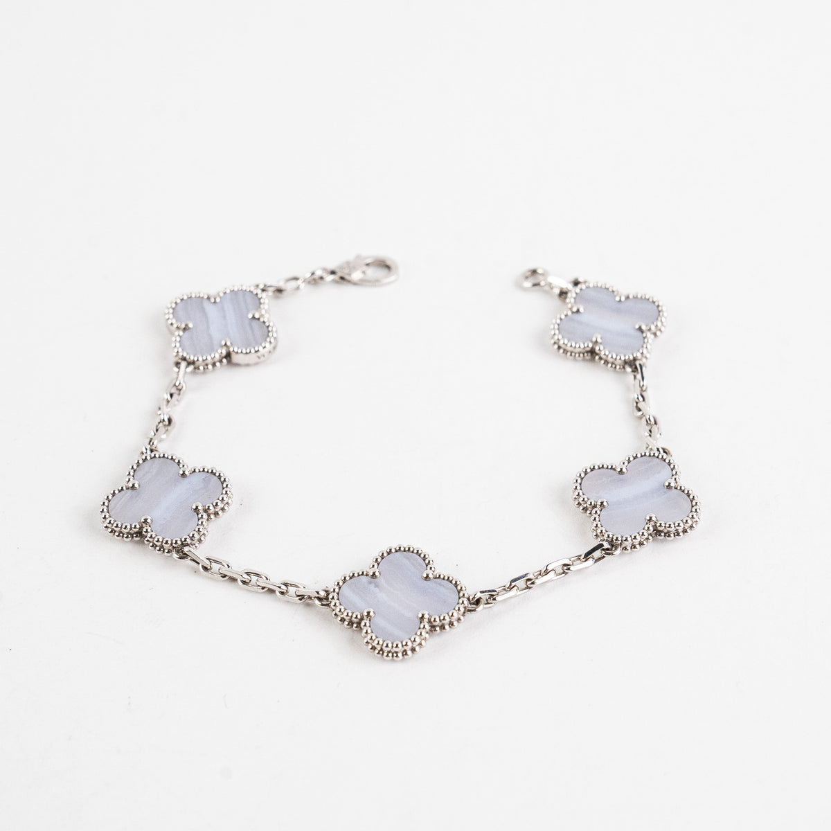 Van Cleef and Arpels 5 Motif Chalcedony White Gold Bracelet - photo 1