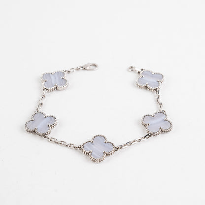 Van Cleef and Arpels 5 Motif Chalcedony White Gold Bracelet - photo 1
