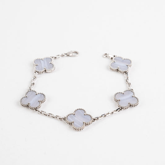 Van Cleef and Arpels 5 Motif Chalcedony White Gold Bracelet - photo 1
