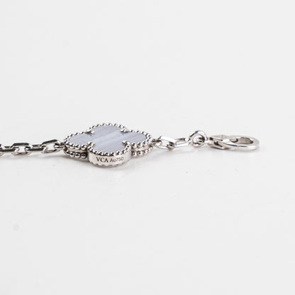 Van Cleef and Arpels 5 Motif Chalcedony White Gold Bracelet - photo 3