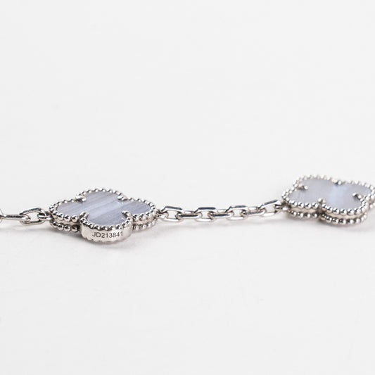 Van Cleef and Arpels 5 Motif Chalcedony White Gold Bracelet - photo 2
