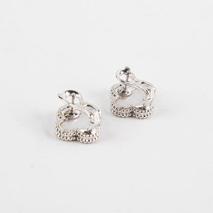 Van Cleef and Arpels Vintage Alhambra Earrings Mother of Pearl MOP White Gold Earrings - photo 8