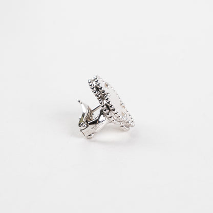 Van Cleef and Arpels Vintage Alhambra Earrings Mother of Pearl MOP White Gold Earrings - photo 5