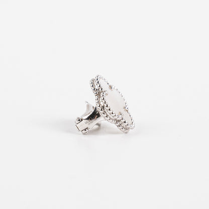 Van Cleef and Arpels Vintage Alhambra Earrings Mother of Pearl MOP White Gold Earrings - photo 4