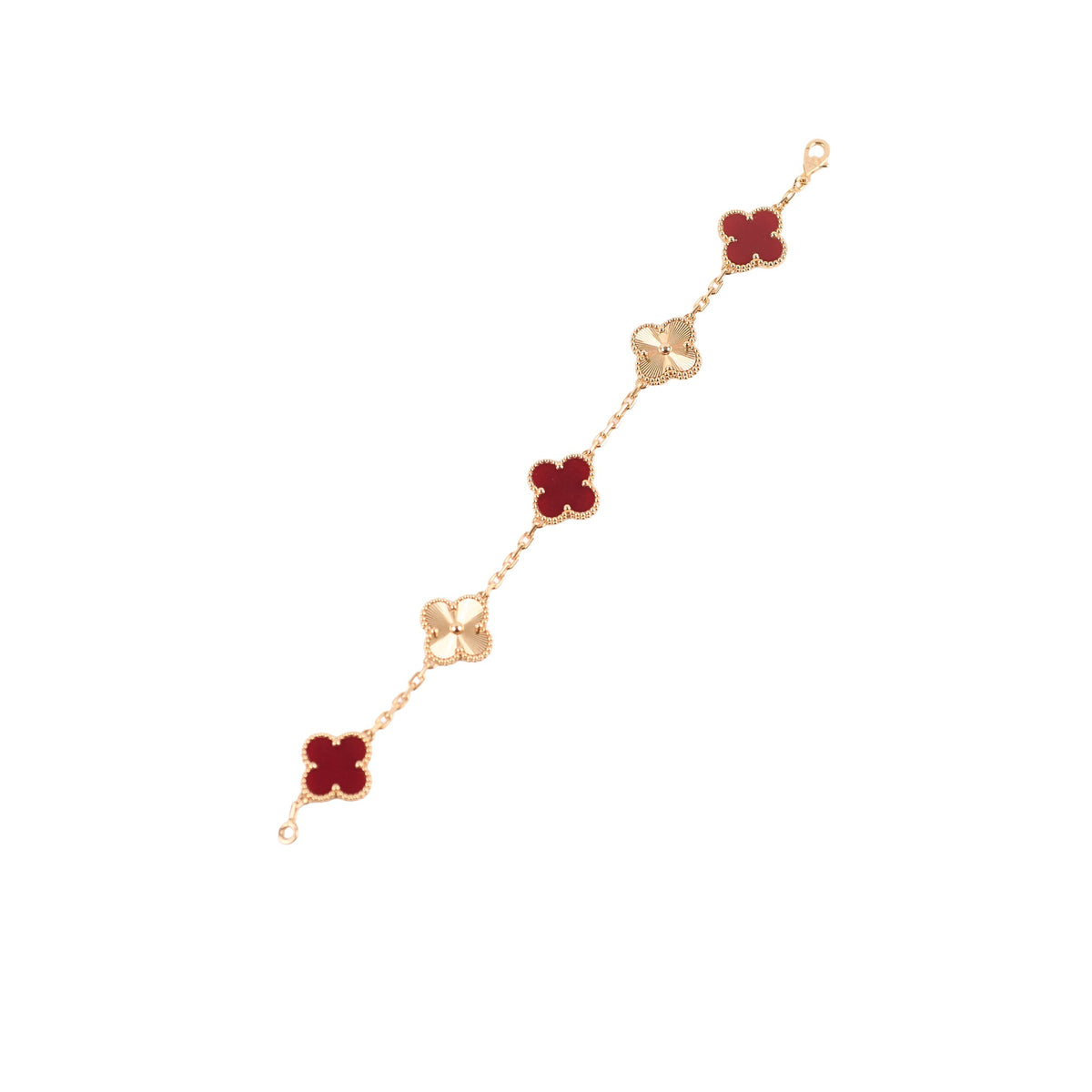 Van Cleef & Arpels Vintage Alhambra 5 Motif Carnelian Bracelet Rose Gold - photo 1