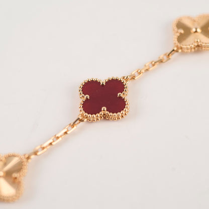 Van Cleef & Arpels Vintage Alhambra 5 Motif Carnelian Bracelet Rose Gold - photo 4