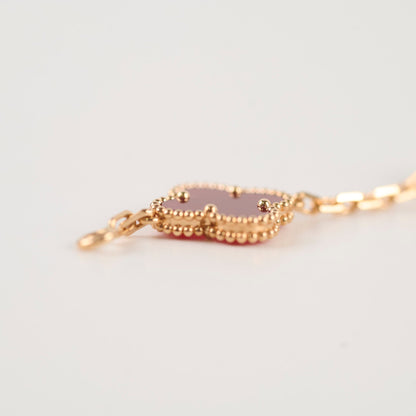 Van Cleef & Arpels Vintage Alhambra 5 Motif Carnelian Bracelet Rose Gold - photo 6