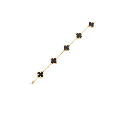 Van Cleef & Arpels Vintage Alhambra Onyx 5 Motif Bracelet - photo 1