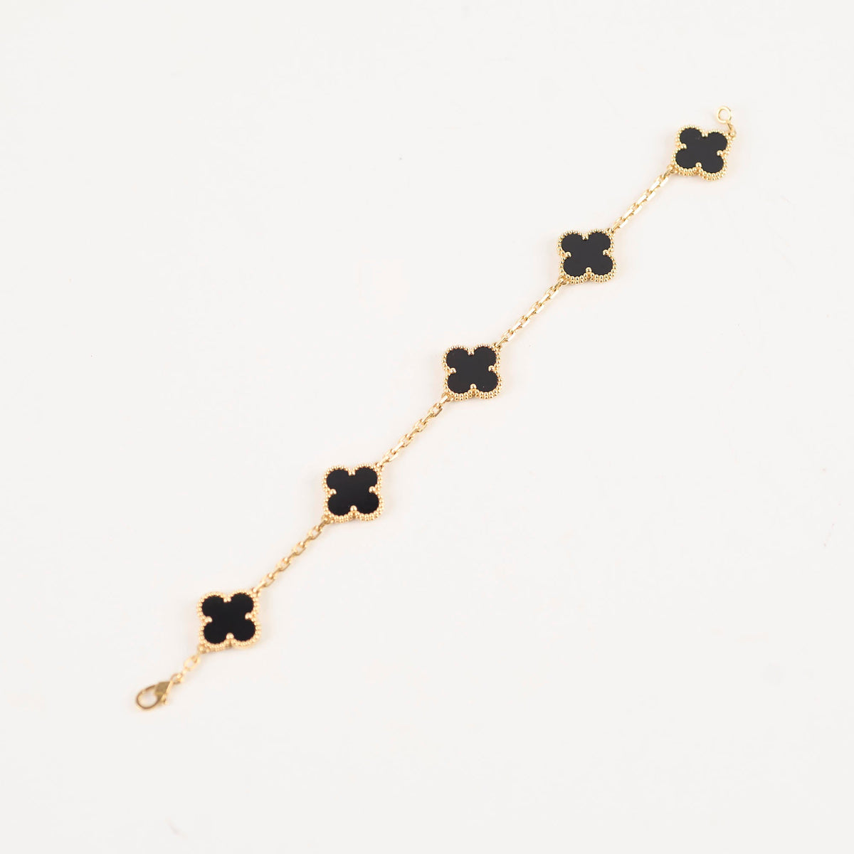Van Cleef & Arpels Vintage Alhambra Onyx 5 Motif Bracelet - photo 2