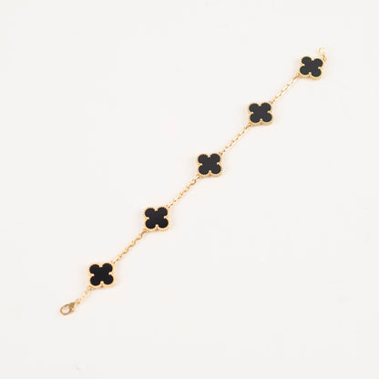 Van Cleef & Arpels Vintage Alhambra Onyx 5 Motif Bracelet - photo 2