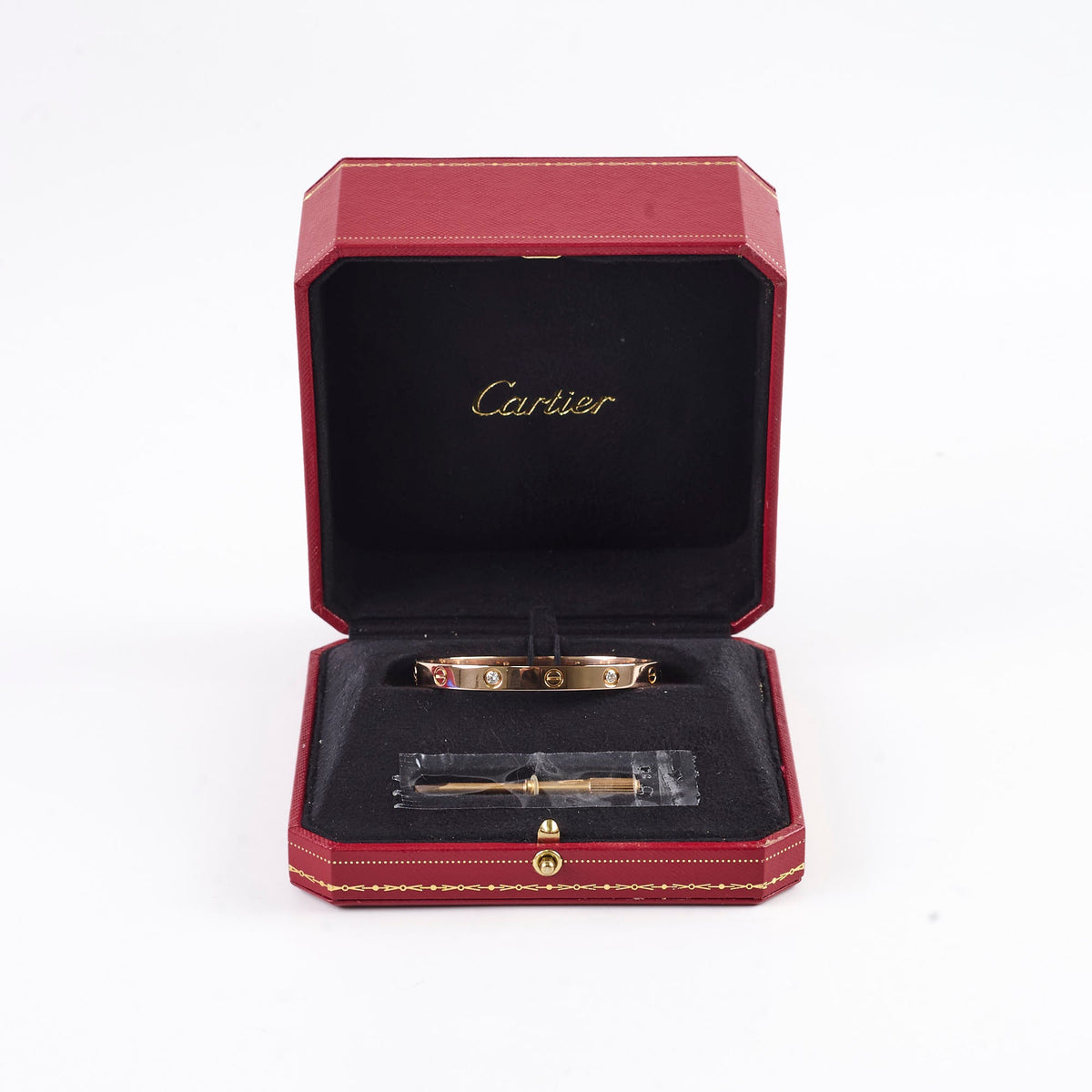 Cartier Classic Love with 4 Diamonds Rose Gold Size 17 Bracelet - photo 2