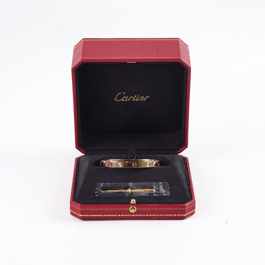 Cartier Classic Love with 4 Diamonds Rose Gold Size 17 Bracelet - photo 2