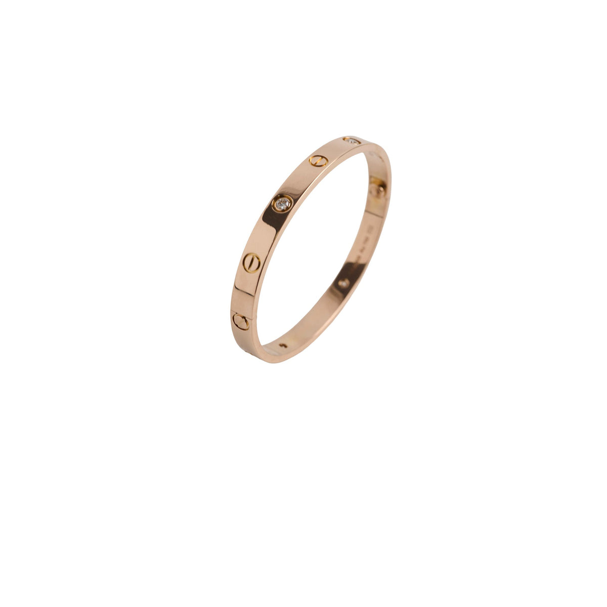 Cartier Classic Love with 4 Diamonds Rose Gold Size 17 Bracelet - photo 1