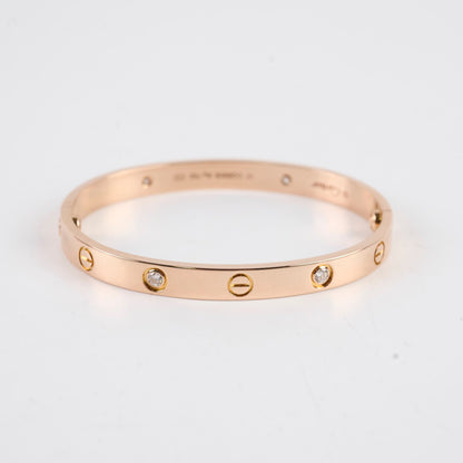 Cartier Classic Love with 4 Diamonds Rose Gold Size 17 Bracelet - photo 3