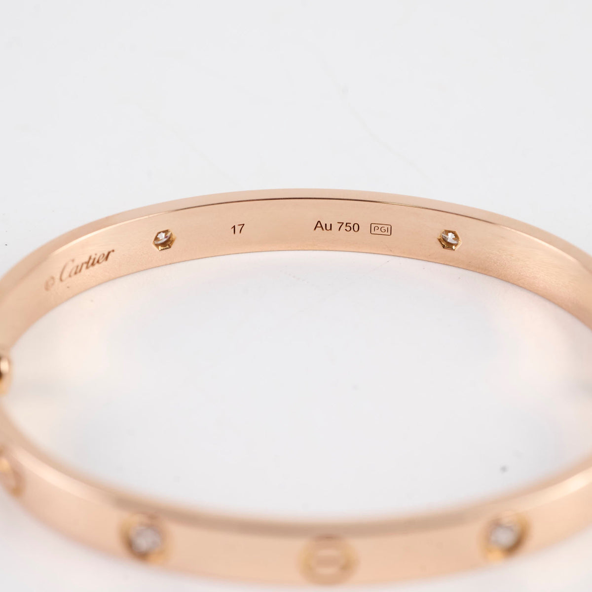 Cartier Classic Love with 4 Diamonds Rose Gold Size 17 Bracelet - photo 5