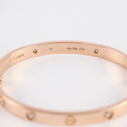 Cartier Classic Love with 4 Diamonds Rose Gold Size 17 Bracelet - photo 5