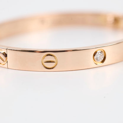 Cartier Classic Love with 4 Diamonds Rose Gold Size 17 Bracelet - photo 10