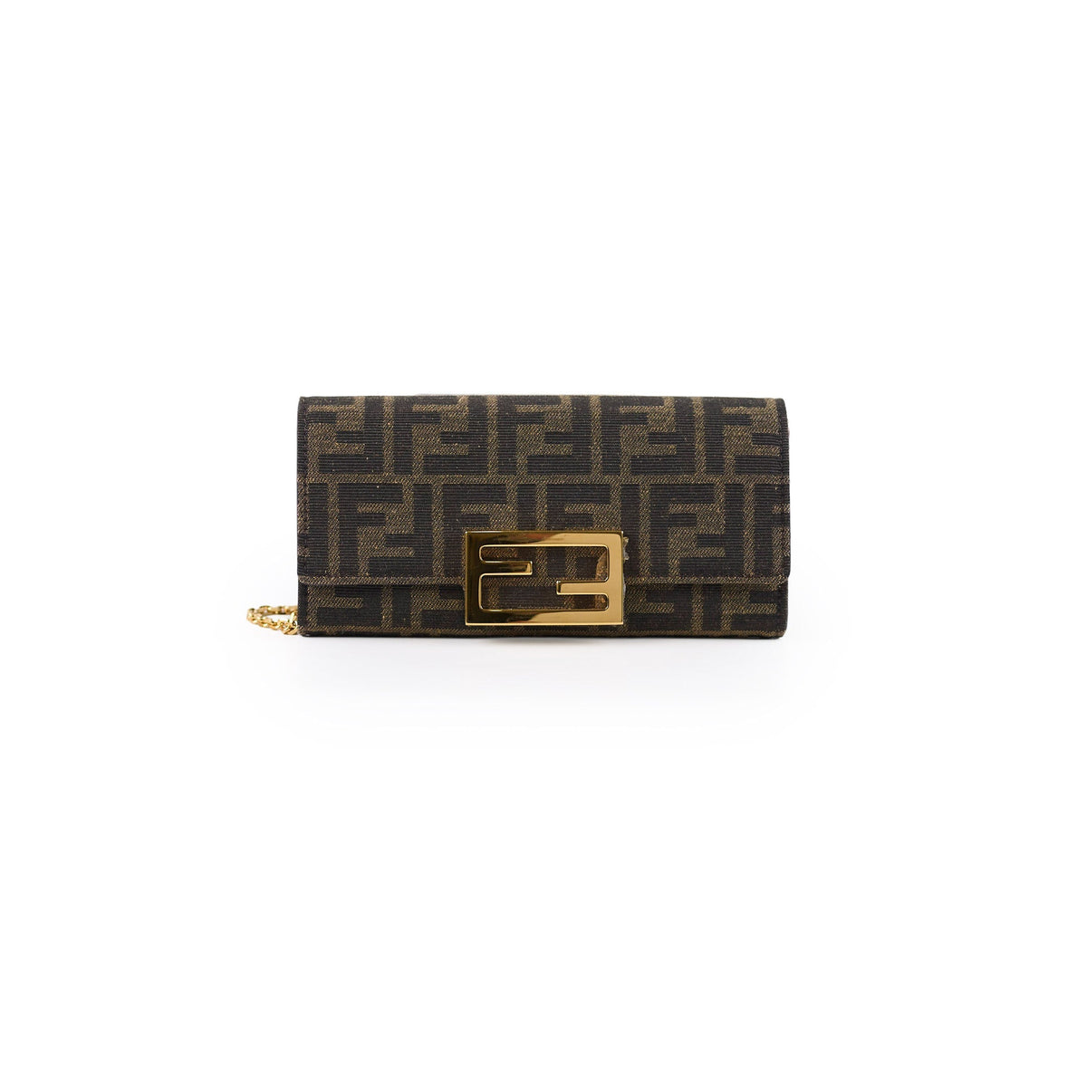 Fendi Buguette Continental Wallet on Chain Fabric Brown FF - photo 1