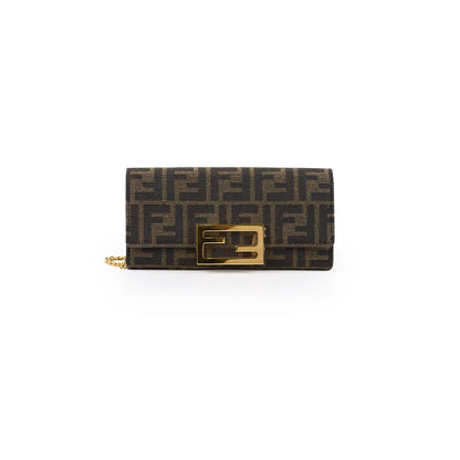 Fendi Buguette Continental Wallet on Chain Fabric Brown FF - photo 1