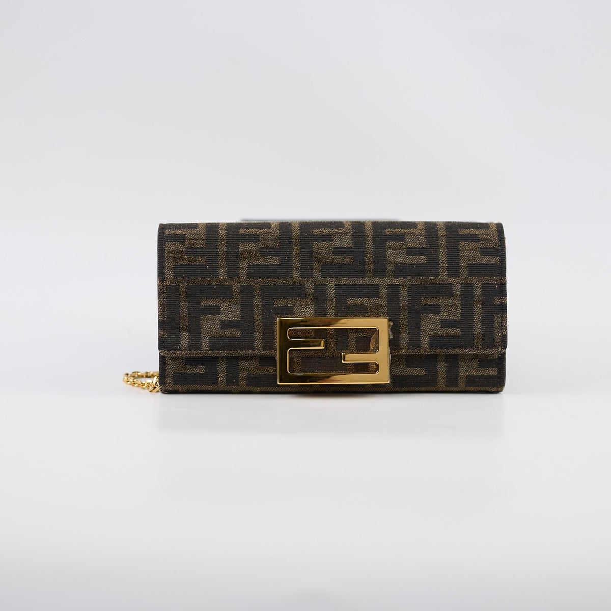 Fendi Buguette Continental Wallet on Chain Fabric Brown FF - photo 2