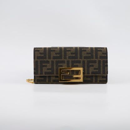 Fendi Buguette Continental Wallet on Chain Fabric Brown FF - photo 2